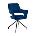 Seatsolutions Hadley Dining Room Accent Chair in Blue Velvet with Black Finish SE3319150